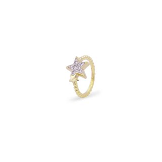 Anello Stella Pavè Oversized E Stellina - Stardust Ten