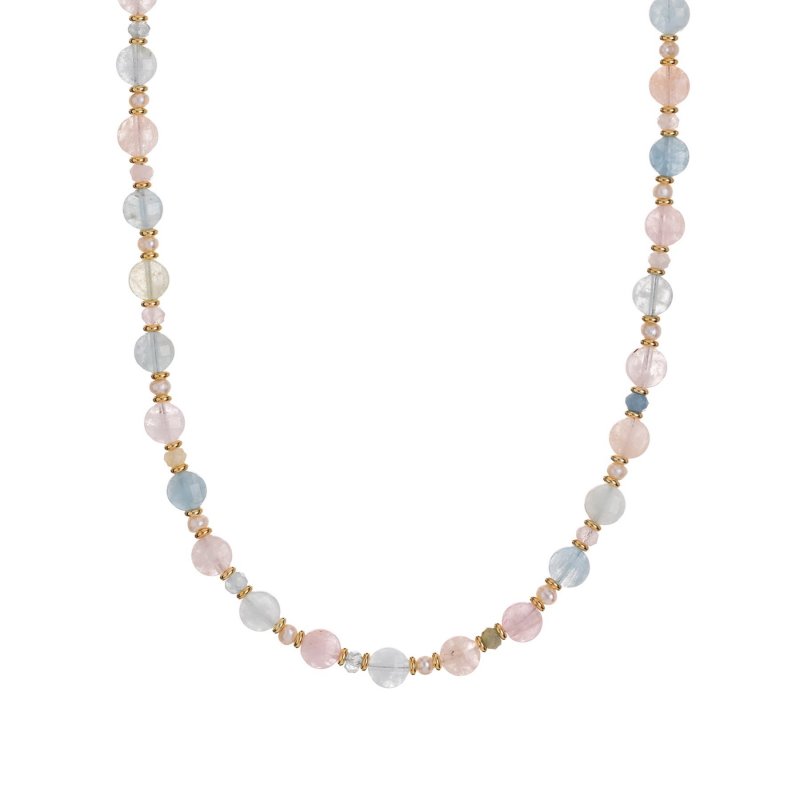 Alisia - Collana In Argento 925 - Morganite - Perle