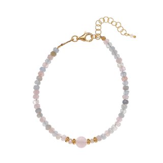 Alisia - Bracciale In Argento 925 - Morganite - Perla