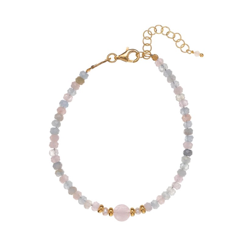 Alisia - Bracciale In Argento 925 - Morganite - Perla