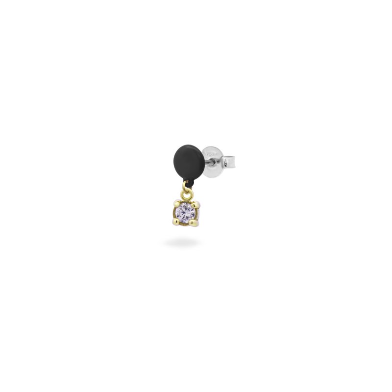 Mono-Orecchino Castone Bottone Vernice Diamanti Di Laboratorio - Oro18Kt
