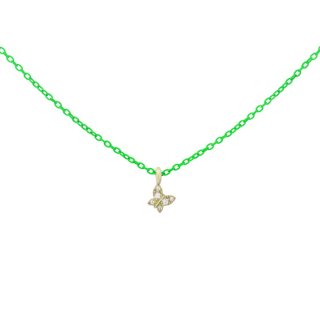 Girocollo Farfalla Catena Con Vernice E Diamanti Lab Grown - Oro18Kt
