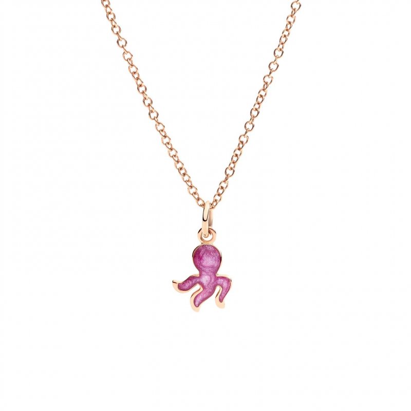 Dodo - Ciondolo Polpo - Oro Rosa 9K - Smalto Perlato
