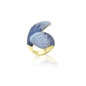 Sogni - Anello Petalo Contrarié - Oro Rosa - Zirconi Blu
