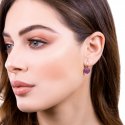 Sogni - Orecchini Cuoricino Oro Rosa - Zirconi Magenta