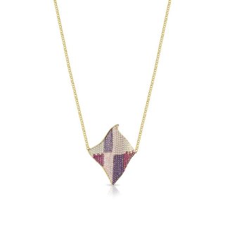 Sogni - Collana Rombo Oro Giallo - Zirconi Magenta, Rosa, Viola