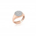 Sogni - Anello Da Mignolo Tondo - Oro Rosa - Zirconi Bianchi