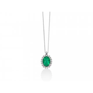Miluna - Collana Smeraldo - Oro Bianco - Diamanti