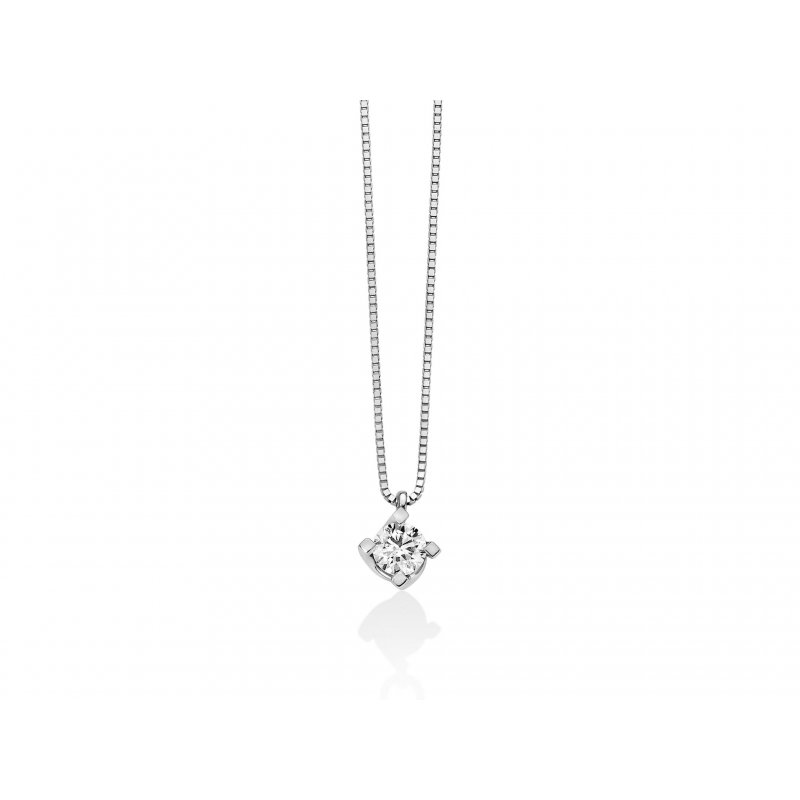 Miluna - Collier Punto Luce - Oro Bianco - Diamante