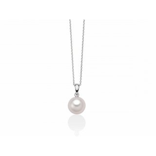 Miluna - Collier Con Perla Oriente - Oro Bianco