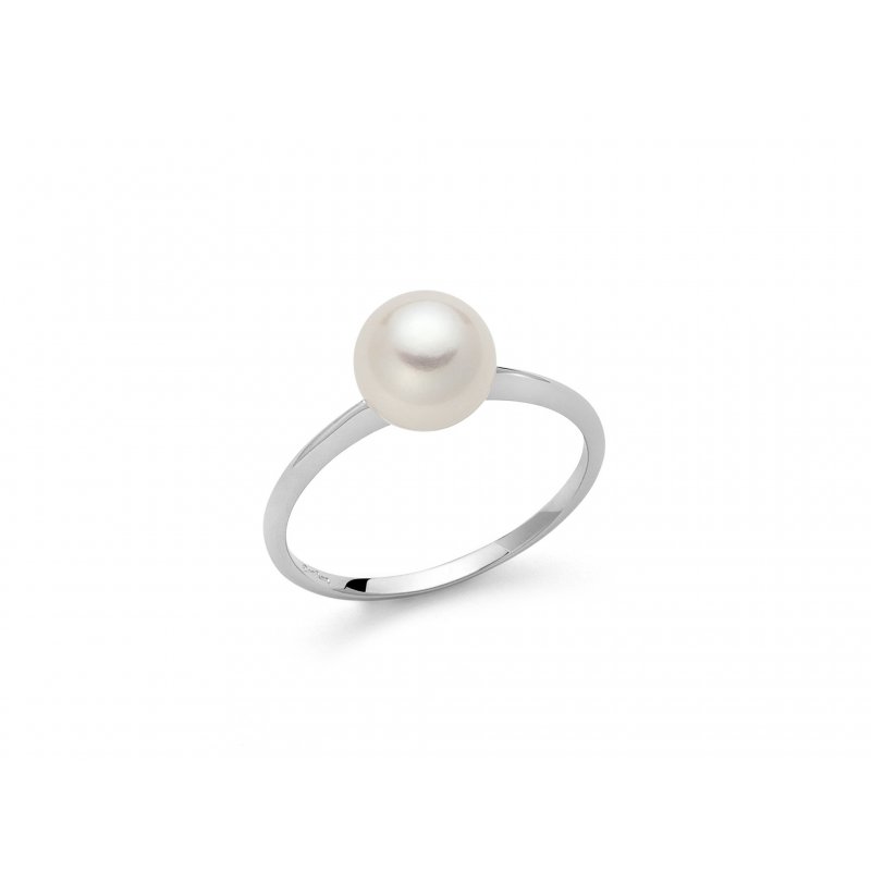 Miluna - Anello Perla Oriente - Oro Bianco