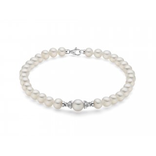 Miluna - Bracciale Perle Oriente - Oro Bianco - Diamanti