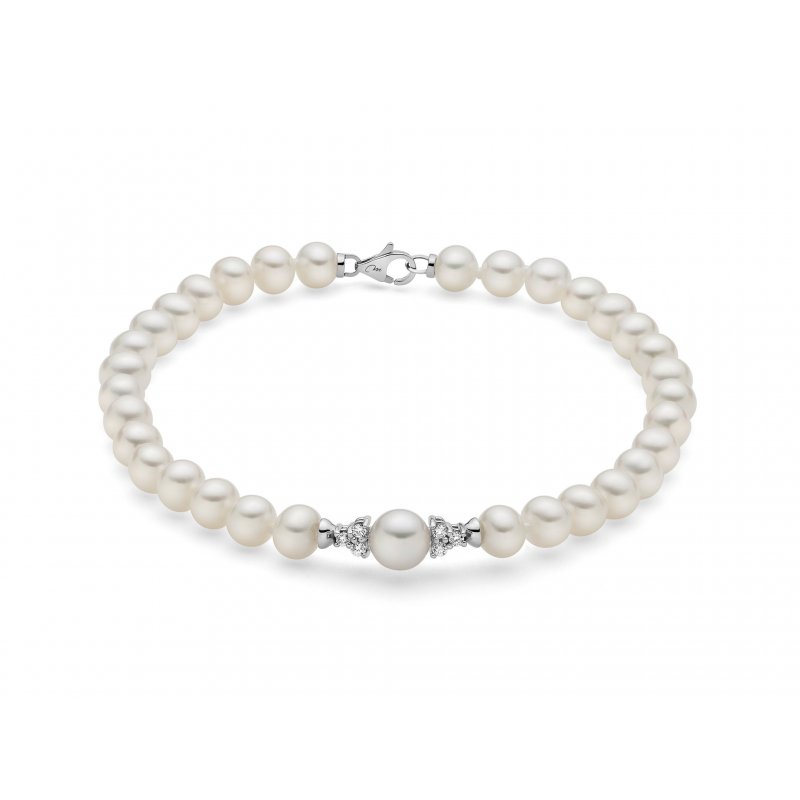Miluna - Bracciale Perle Oriente - Oro Bianco - Diamanti