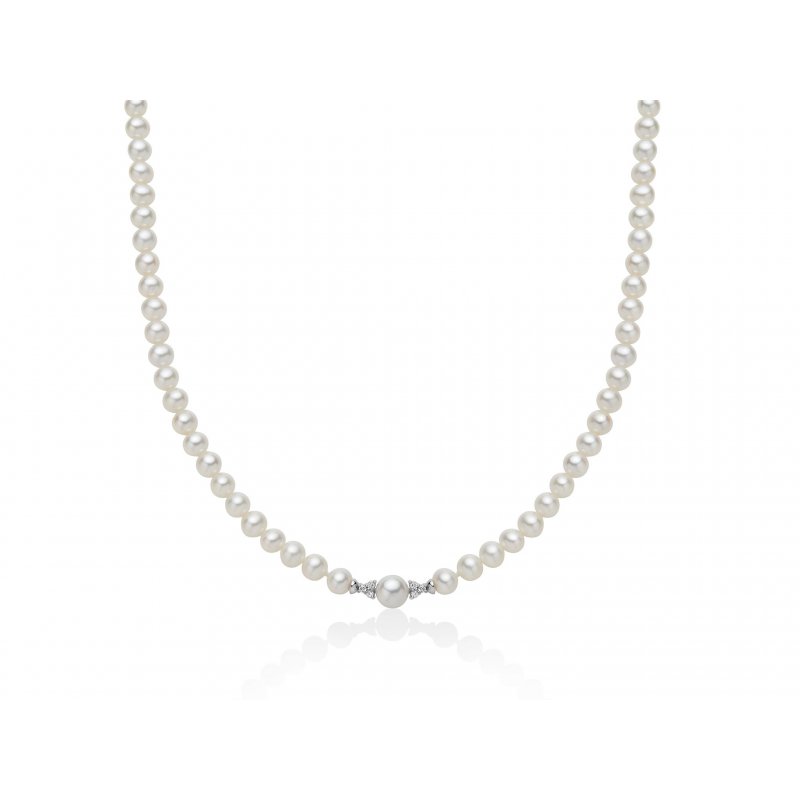 Collana Di Perle Oriente E Dettagli In Oro Bianco