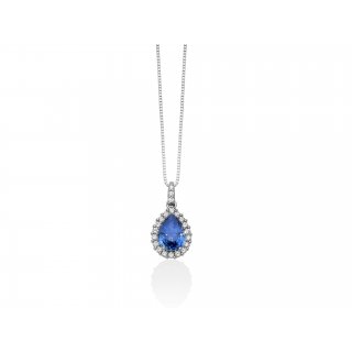 Miluna - Collana Zaffiro Blu - Oro Bianco - Diamanti