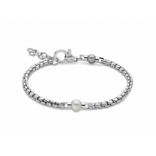Miluna Uomo - Bracciale Argento - Perla Centrale