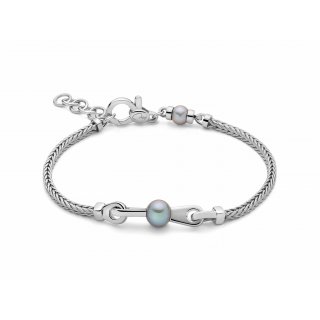 Miluna Uomo - Bracciale Argento - Perle Grigie