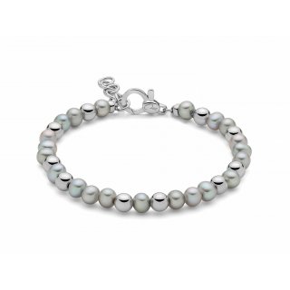Miluna Uomo - Bracciale Perle Grigie - Argento