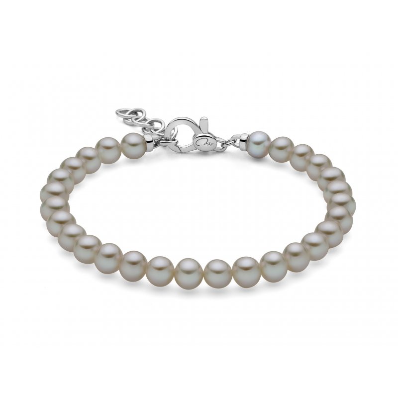 Miluna Uomo - Bracciale Perle Grigie - Argento