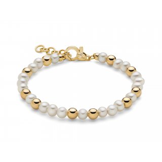 Miluna Uomo - Bracciale Perle - Argento Dorato
