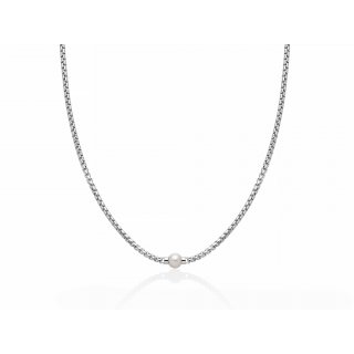Collana Uomo In Argento E Perla Centrale