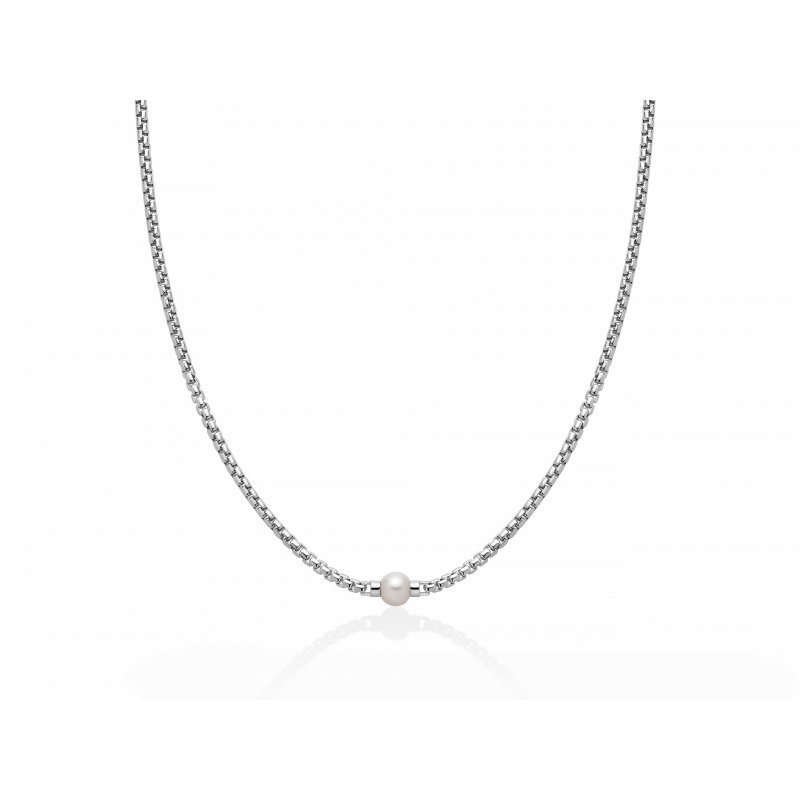 Collana Uomo In Argento E Perla Centrale