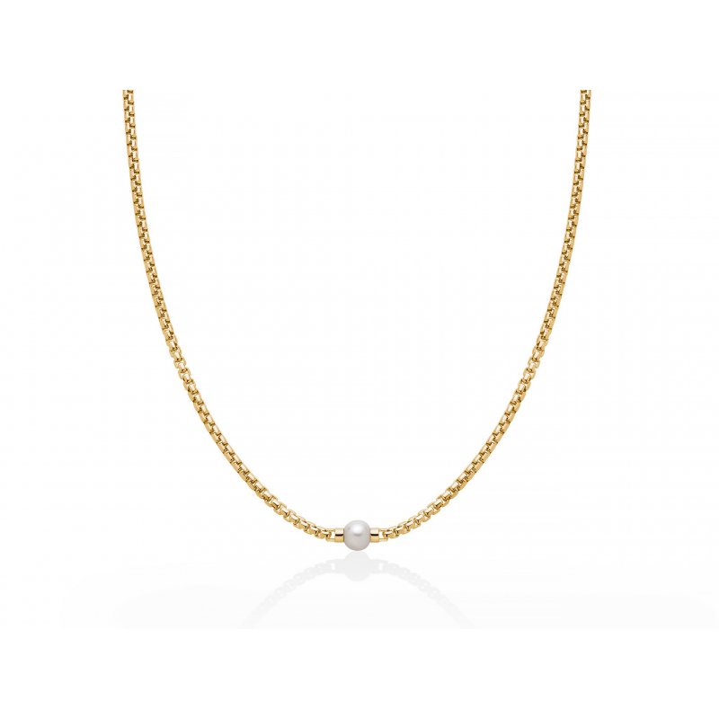 Miluna Uomo - Collana Argento Dorato - Perla
