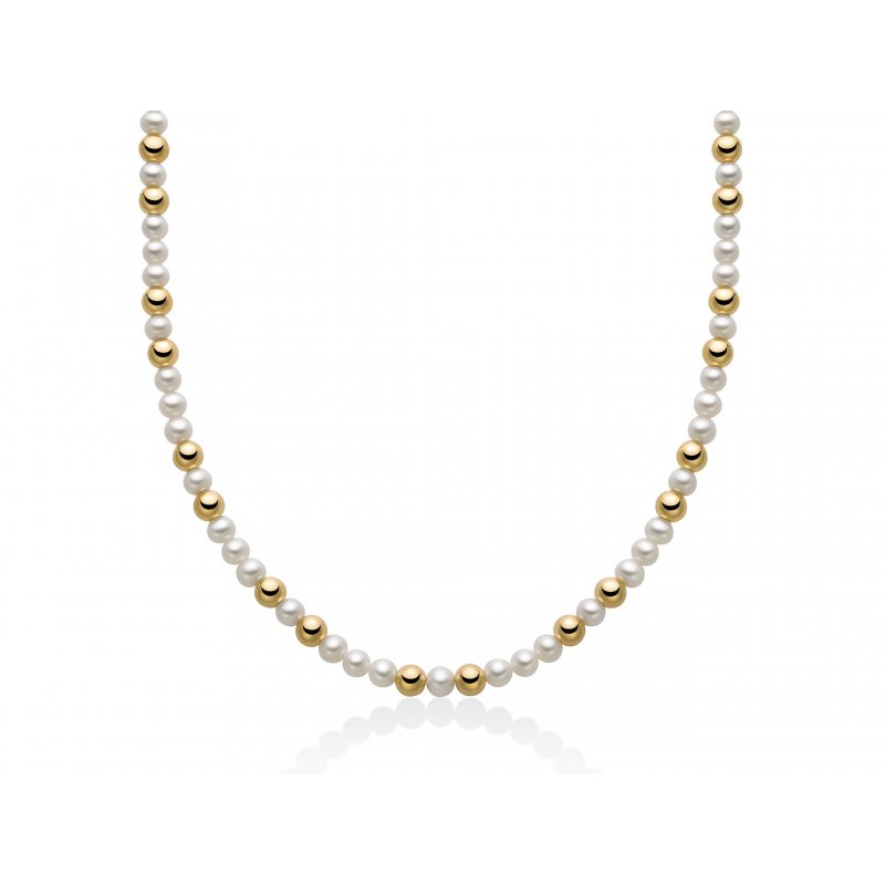 Miluna Uomo - Collana Perle - Argento Dorato