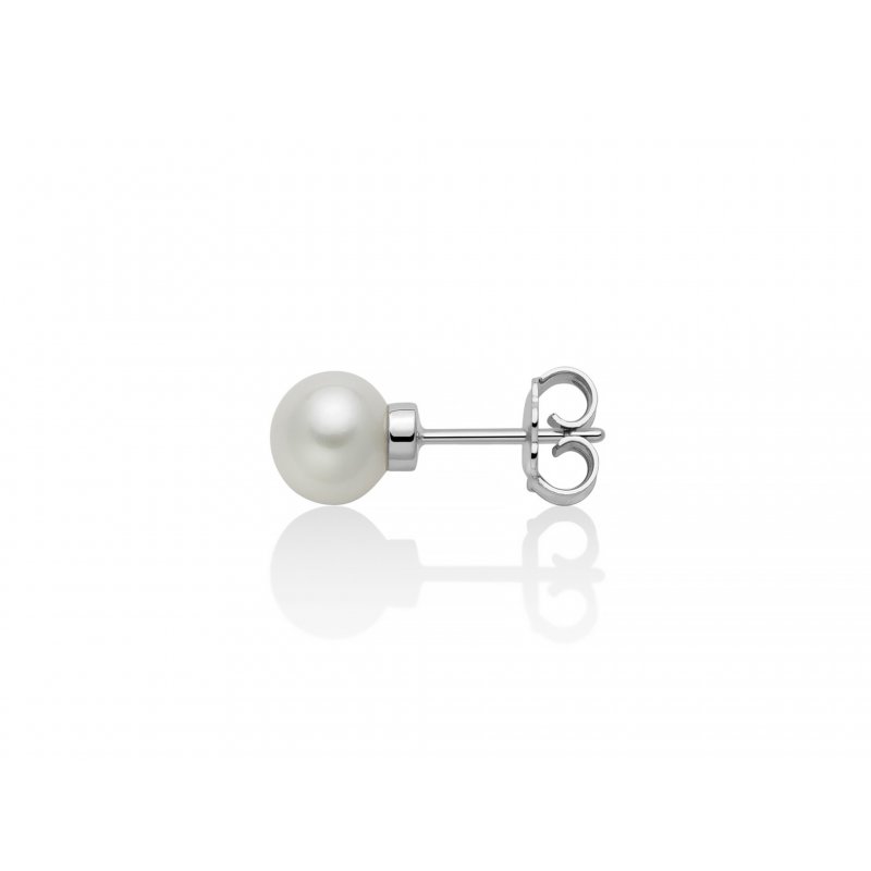 Miluna Uomo - Mono Orecchino - Argento - Perla Bianca
