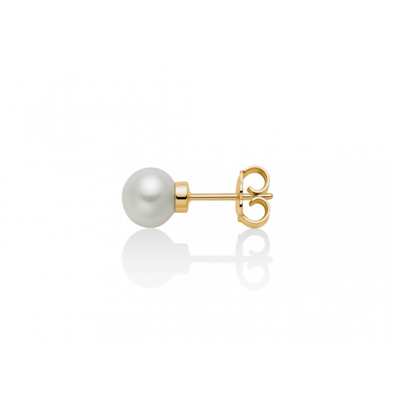 Miluna Uomo - Orecchino Perla Bianca - Argento Dorato
