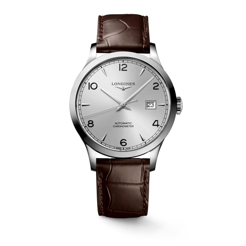 Longines - Record Automatico - Marrone - Argento A Raggi Di Sole