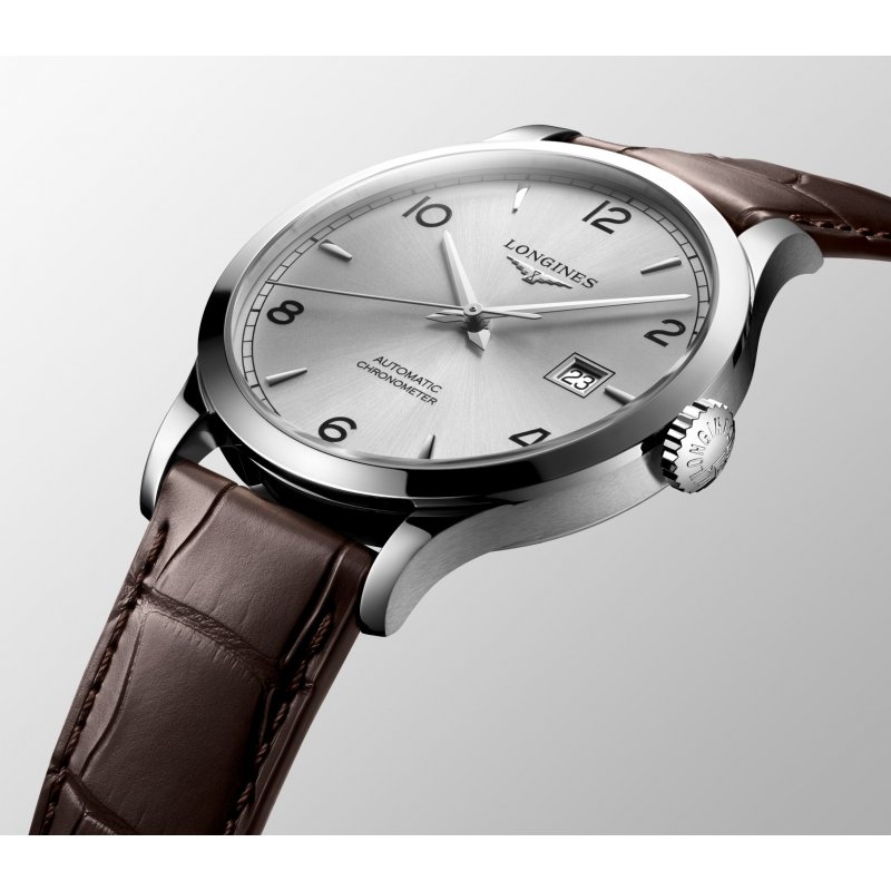 Longines - Record Automatico - Marrone - Argento A Raggi Di Sole