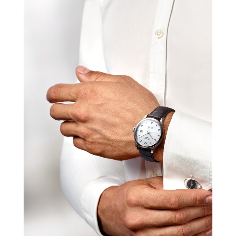 Longines - Record Automatico - Marrone - Argento A Raggi Di Sole