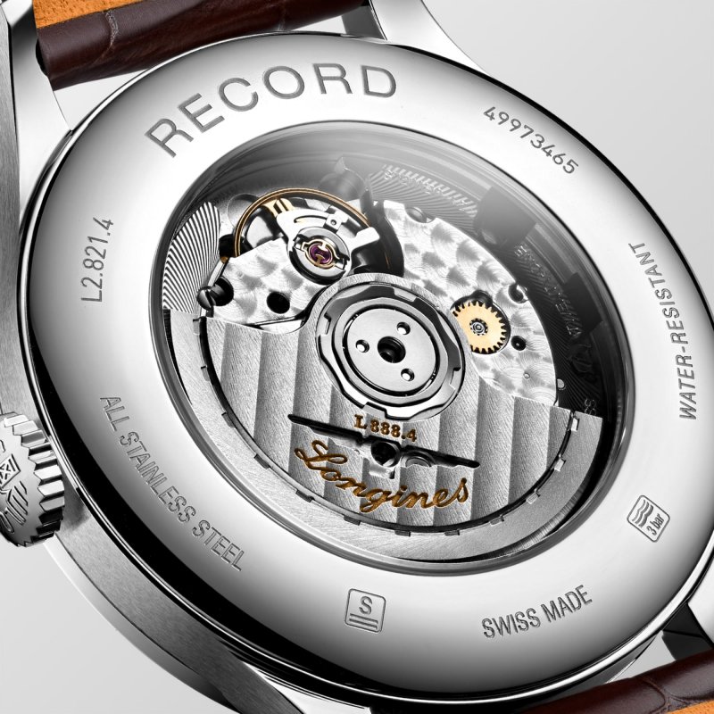 Longines - Record Automatico - Marrone - Argento A Raggi Di Sole