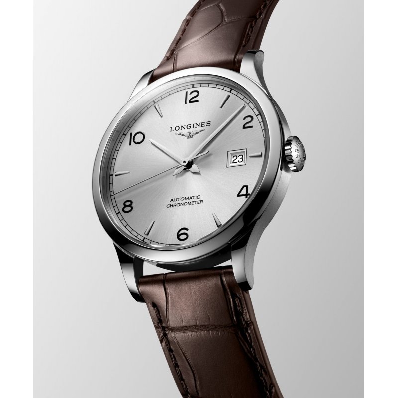 Longines - Record Automatico - Marrone - Argento A Raggi Di Sole