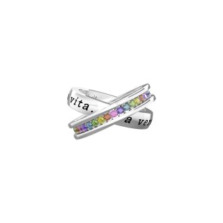 Kidult - Anello In Acciaio 316L - Cristalli Multicolor