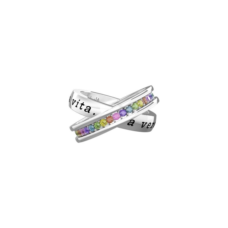 Kidult - Anello In Acciaio 316L - Cristalli Multicolor