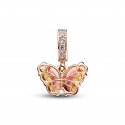 Pendente Farfalla Vetro Di Murano Arancione E Rosa
