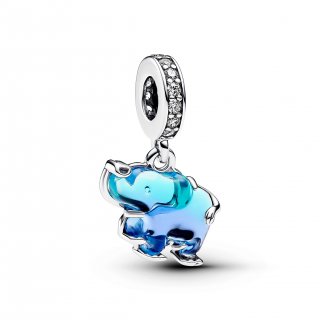 Pendente Elefante Vetro Di Murano Blu