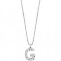 Ambrosia - Collana Lettera G - Oro Bianco - Zirconi