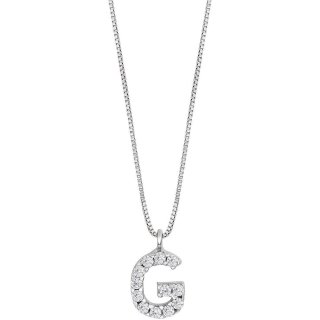 Ambrosia - Collana Lettera G - Oro Bianco - Zirconi
