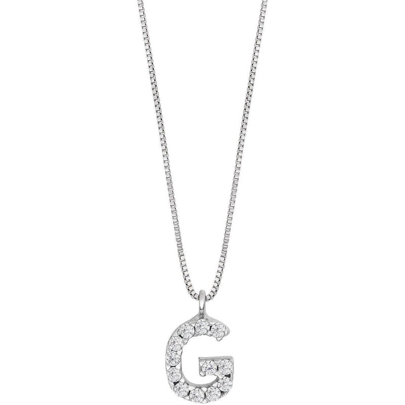 Ambrosia - Collana Lettera G - Oro Bianco - Zirconi