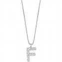 Ambrosia - Collana Lettera F - Oro Bianco - Zirconi