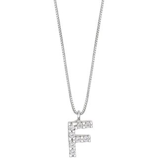Ambrosia - Collana Lettera F - Oro Bianco - Zirconi