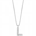 Ambrosia - Collana Lettera L - Oro Bianco - Zirconi