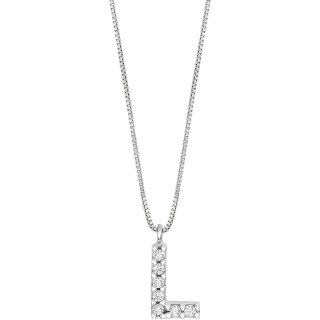 Ambrosia - Collana Lettera L - Oro Bianco - Zirconi