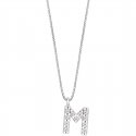 Ambrosia - Collana Lettera M - Oro Bianco - Zirconi