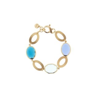 Bracciale Caramelle Vintage Con Tre Paste Vitree Ovali Nei Toni Del Blu