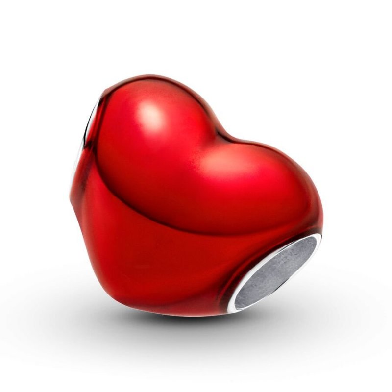 Charm Cuore Metallico Rosso