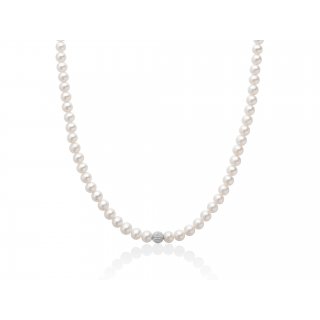 Miluna - Collana Di Perle Oriente - Oro Effetto Diamantato